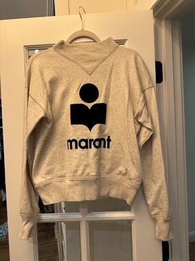 Isabel Marant Cream Moby Sweatshirt with Black Logo Fr 38/US 6